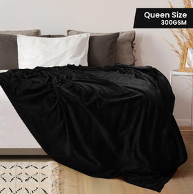 Utopia Bedding fleece blanket folded - queen black - compact storage and quick warmth.
