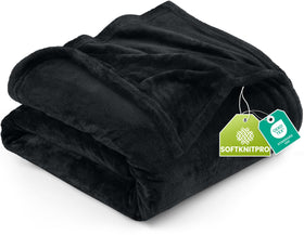Utopia Bedding fleece blanket on bed - queen black - plush warmth for year-round comfort.