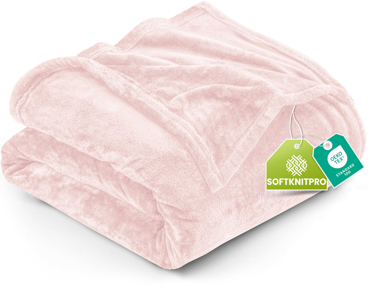 Utopia Bedding fleece blanket queen pink front view highlights cozy warmth for your bed.
