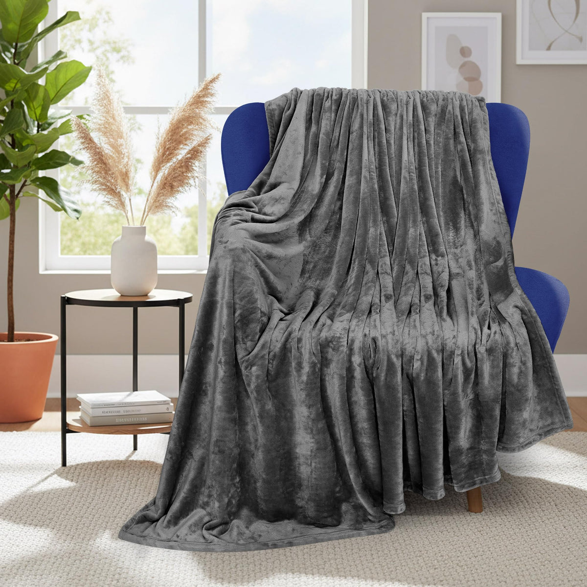 Utopia Bedding fleece blanket throw in grey, plush texture for all-season warmth.