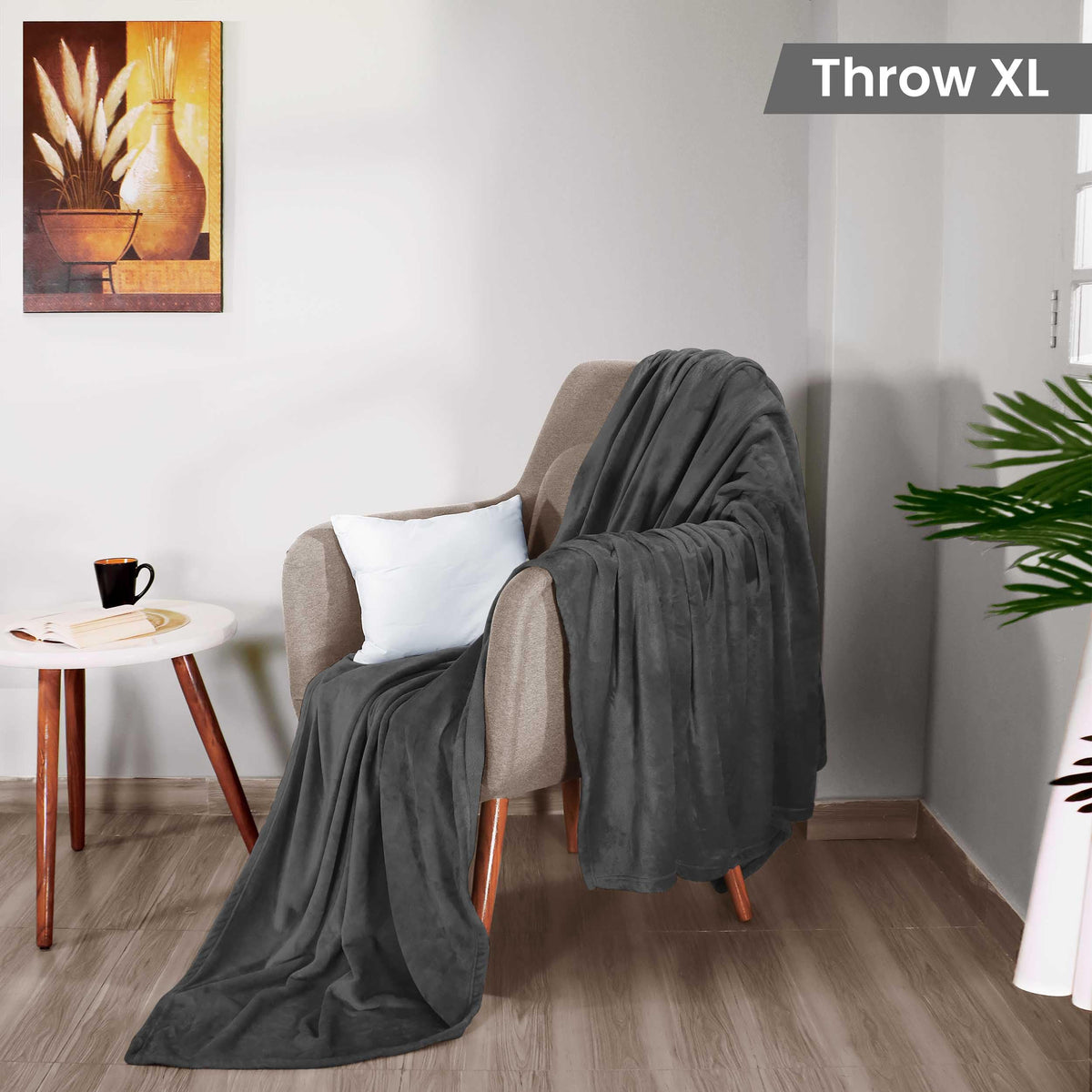 Utopia Bedding fleece blanket throw grey folded neatly on a bed.