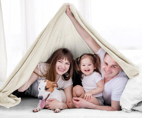 Utopia Bedding fleece blanket draped on bed showcases lightweight warmth without bulk