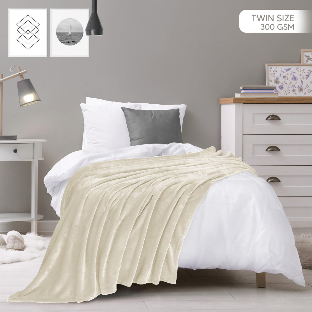 Utopia Bedding fleece blanket on sofa provides soft comfort for movie nights
