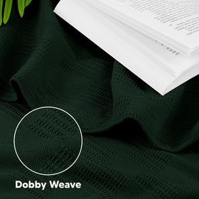 Utopia Bedding forest green blanket close-up shows dobby weave texture