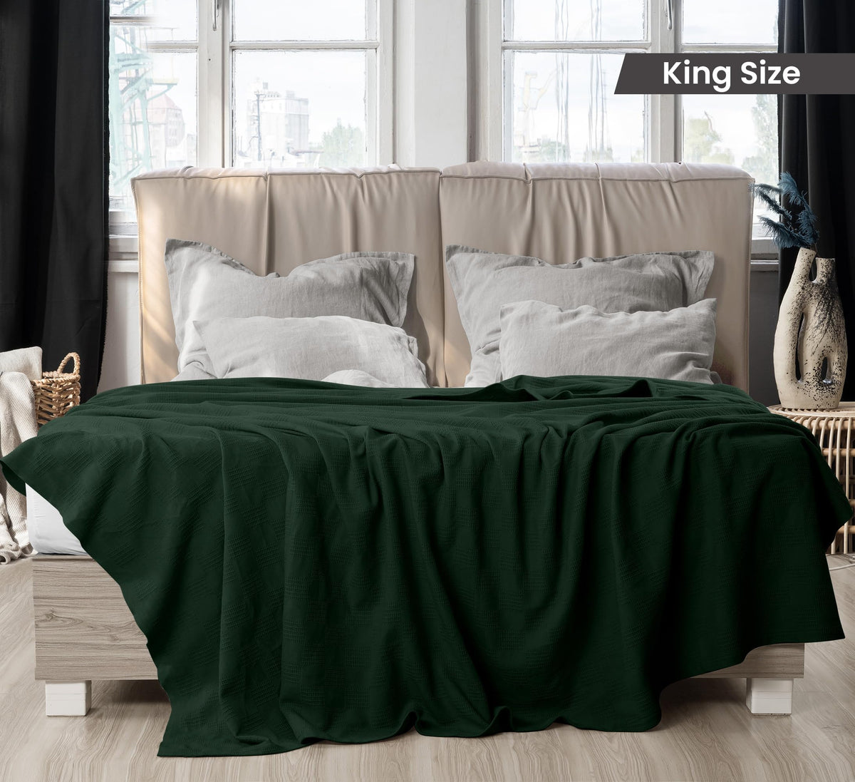 Utopia Bedding forest green blanket on bed for lightweight warmth