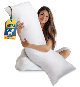 Utopia Bedding full body pillow 20x54 front view in white provides full coverage support