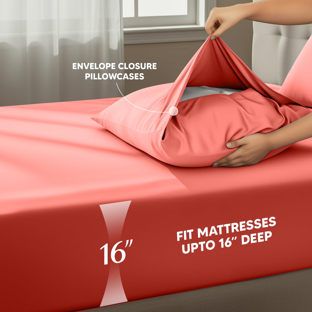 Utopia Bedding Coral deep-pocket fitted design keeps sheets in place