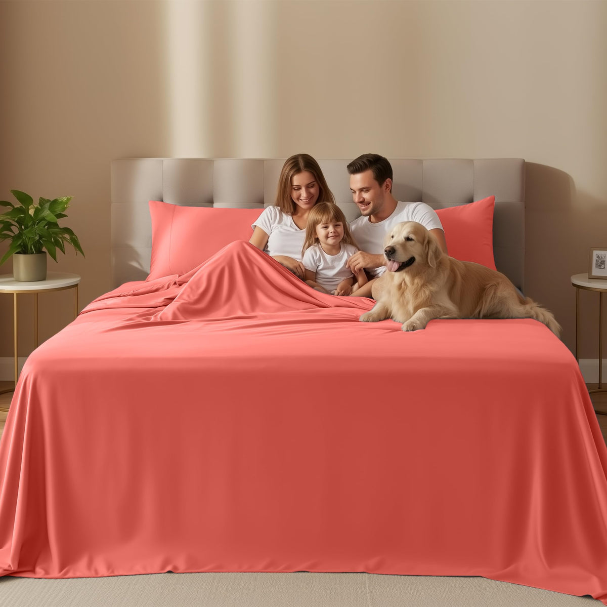 Utopia Bedding Coral fitted sheet with deep pocket ensures secure night-long fit