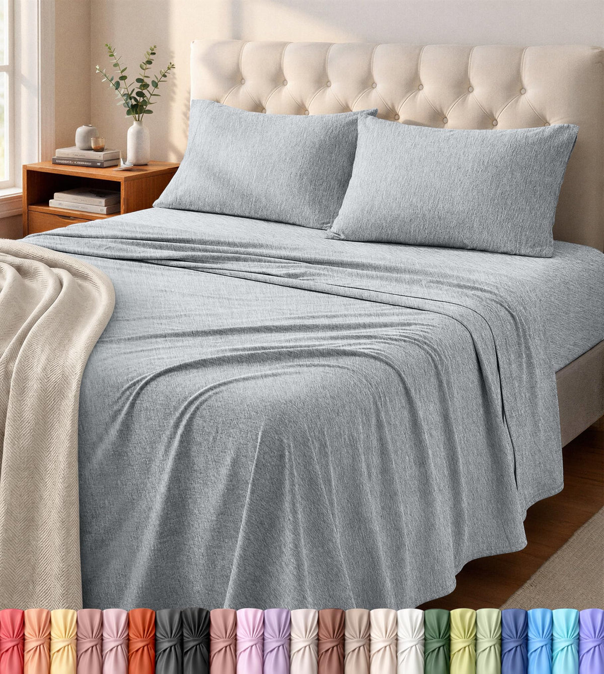 Utopia Bedding full sheet set in jersey knit for soft, breathable comfort