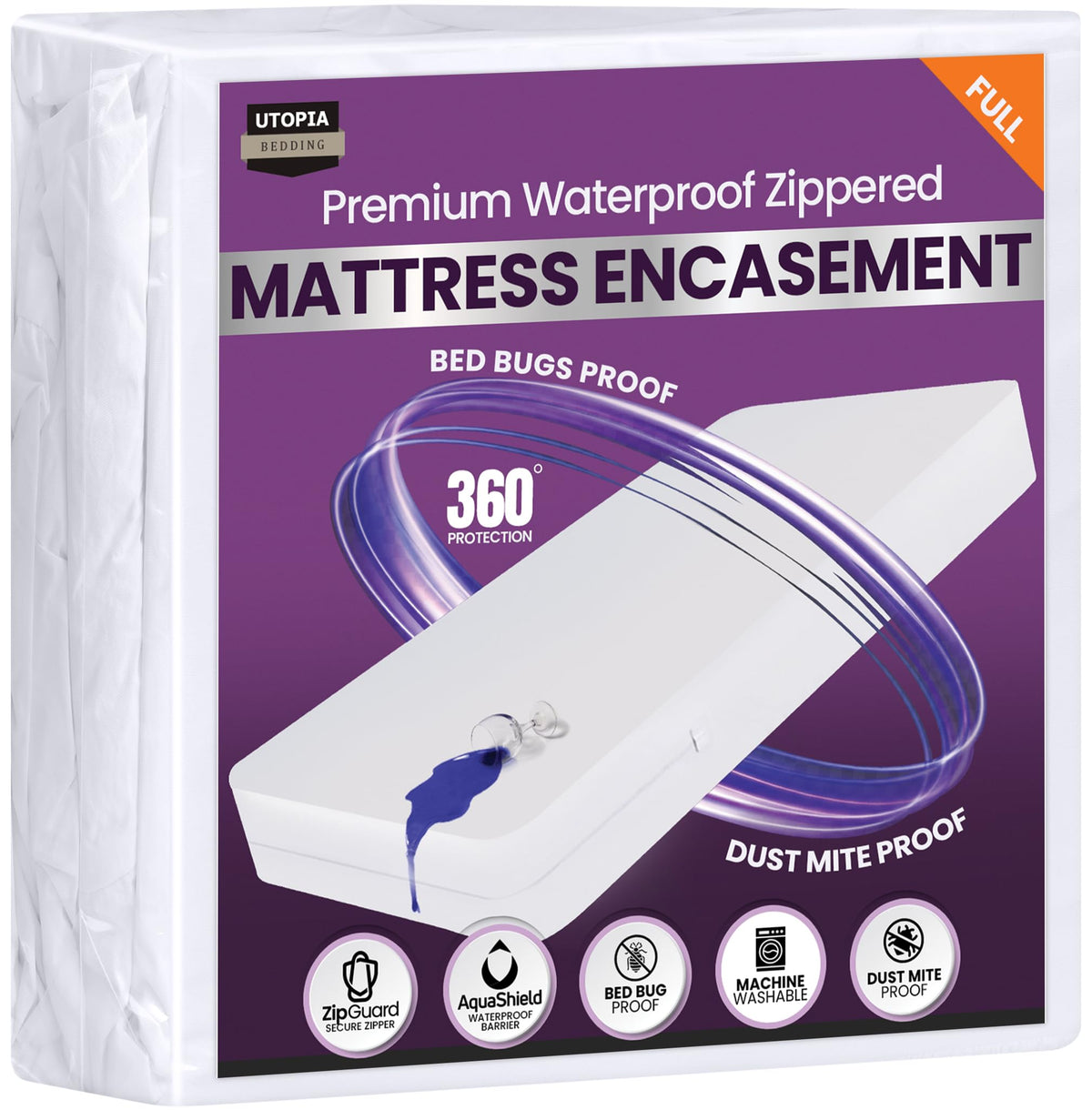 Utopia Bedding full-size mattress protector delivers complete coverage.