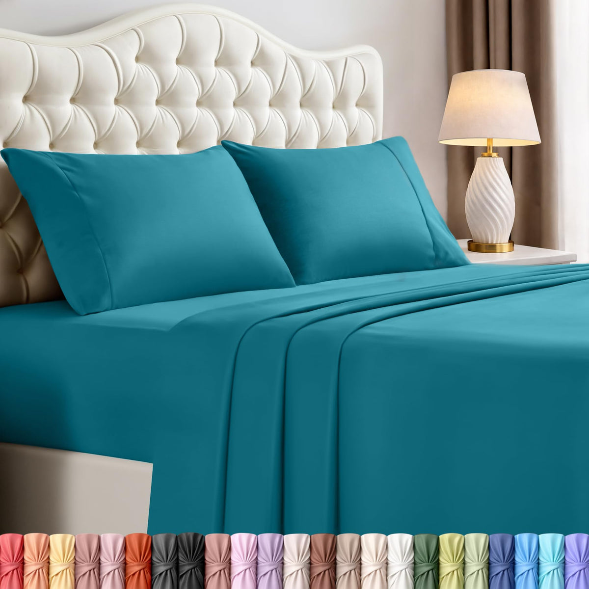 Utopia Bedding full-size sheet set in denim blue for a soft, breathable sleep surface