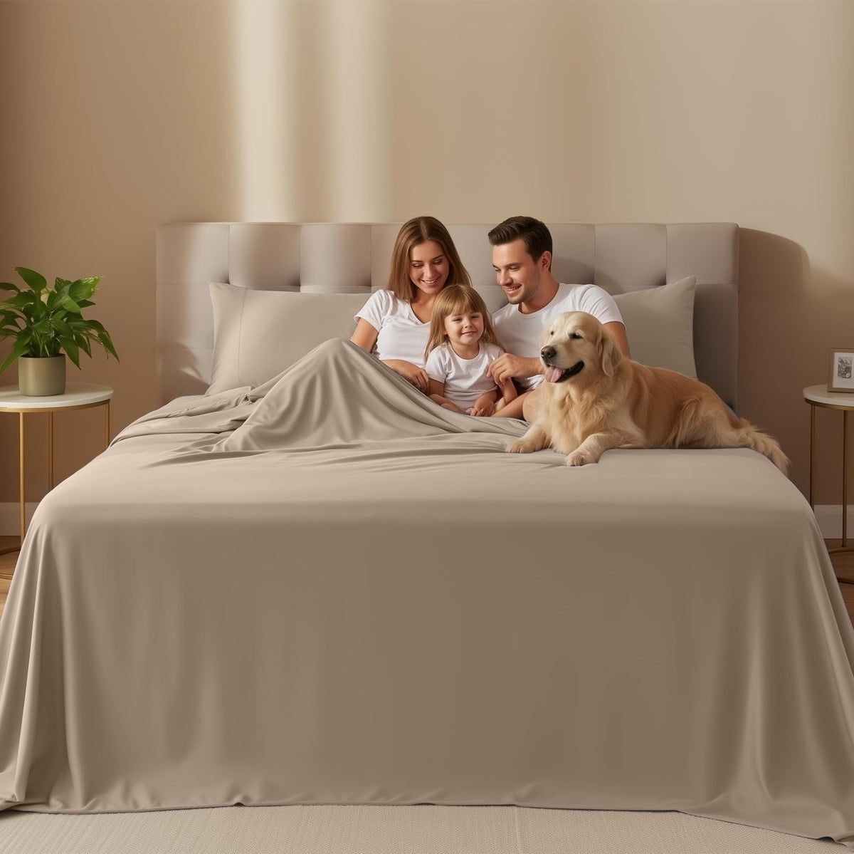 Utopia Bedding full-size fitted sheet beige with all-around elastic for secure night-long fit