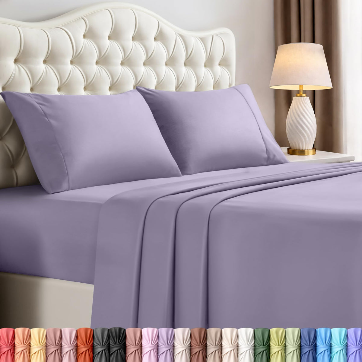 Utopia Bedding full-size sheet set flat sheet close-up showing soft, durable weave for smooth sleep