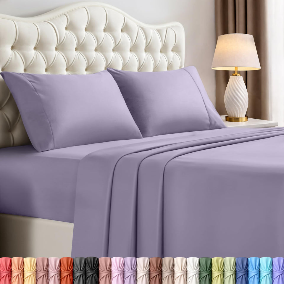 Utopia Bedding full-size sheet set flat sheet close-up showing soft, durable weave for smooth sleep