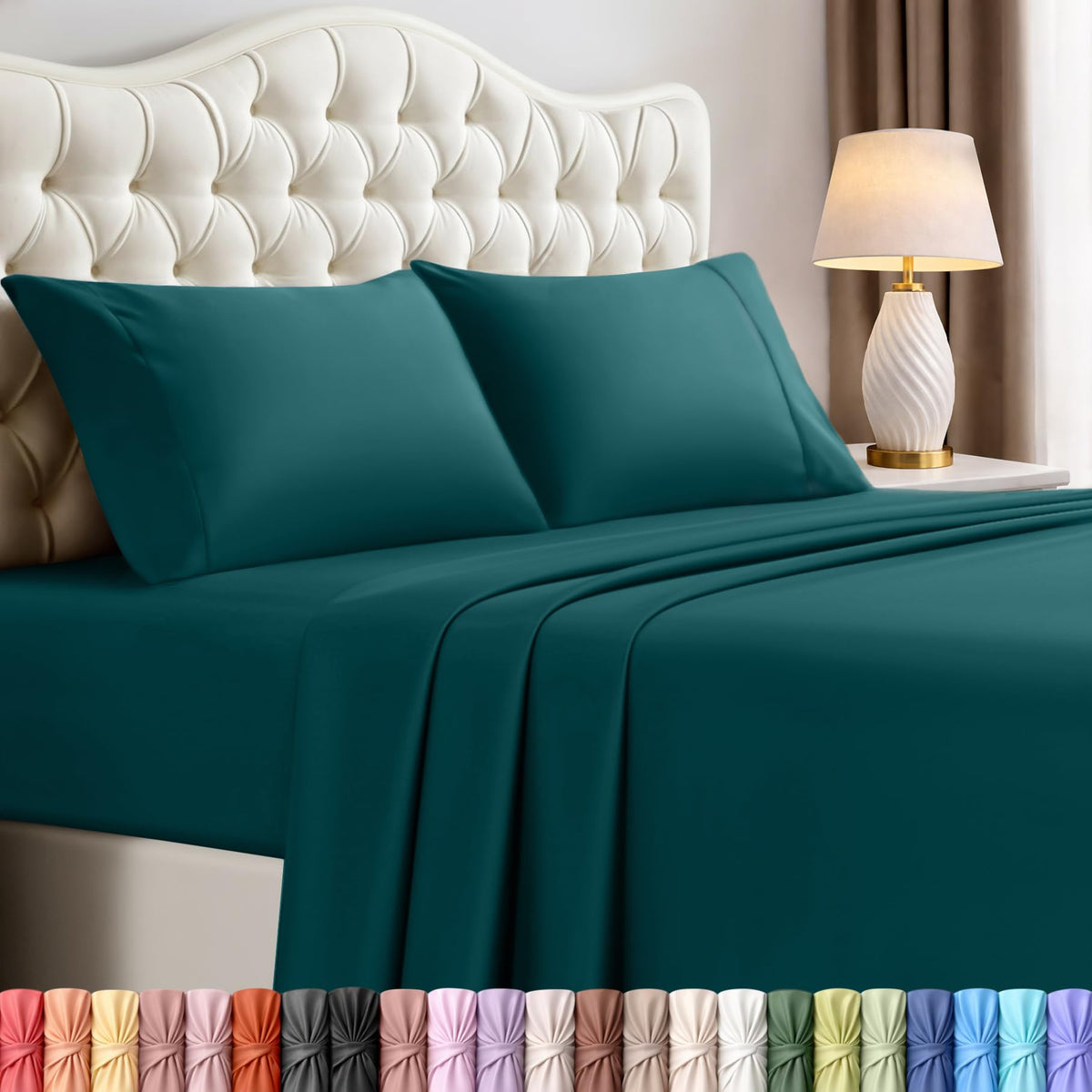 Utopia Bedding full-size flat sheet in teal green, smooth and breathable for comfortable sleep.