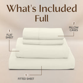 Utopia Bedding ivory pillowcases shown with sheet set highlight smooth, silky microfiber for restful nights.