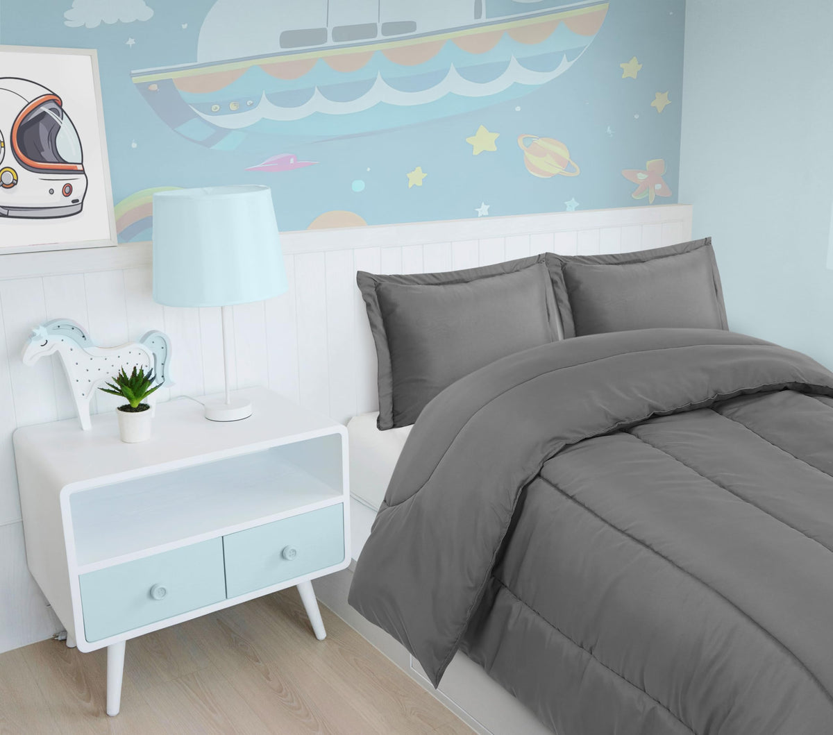 Utopia Bedding grey kids easy care machine washable comforter set