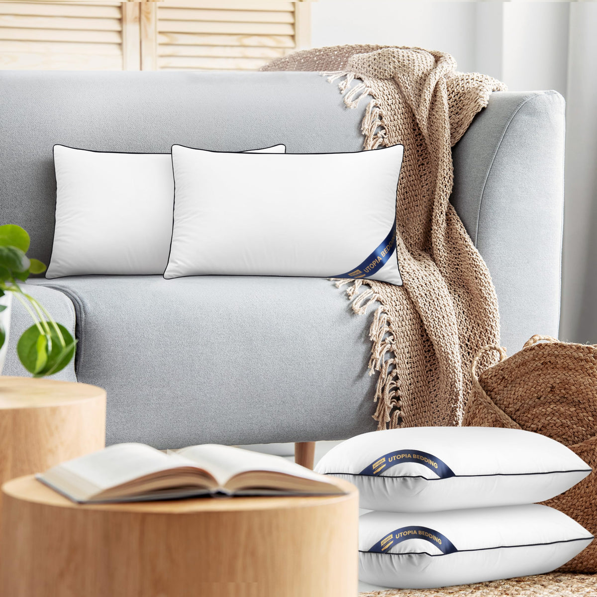 Utopia Bedding insert closeup reveals plush texture and neat stitching.
