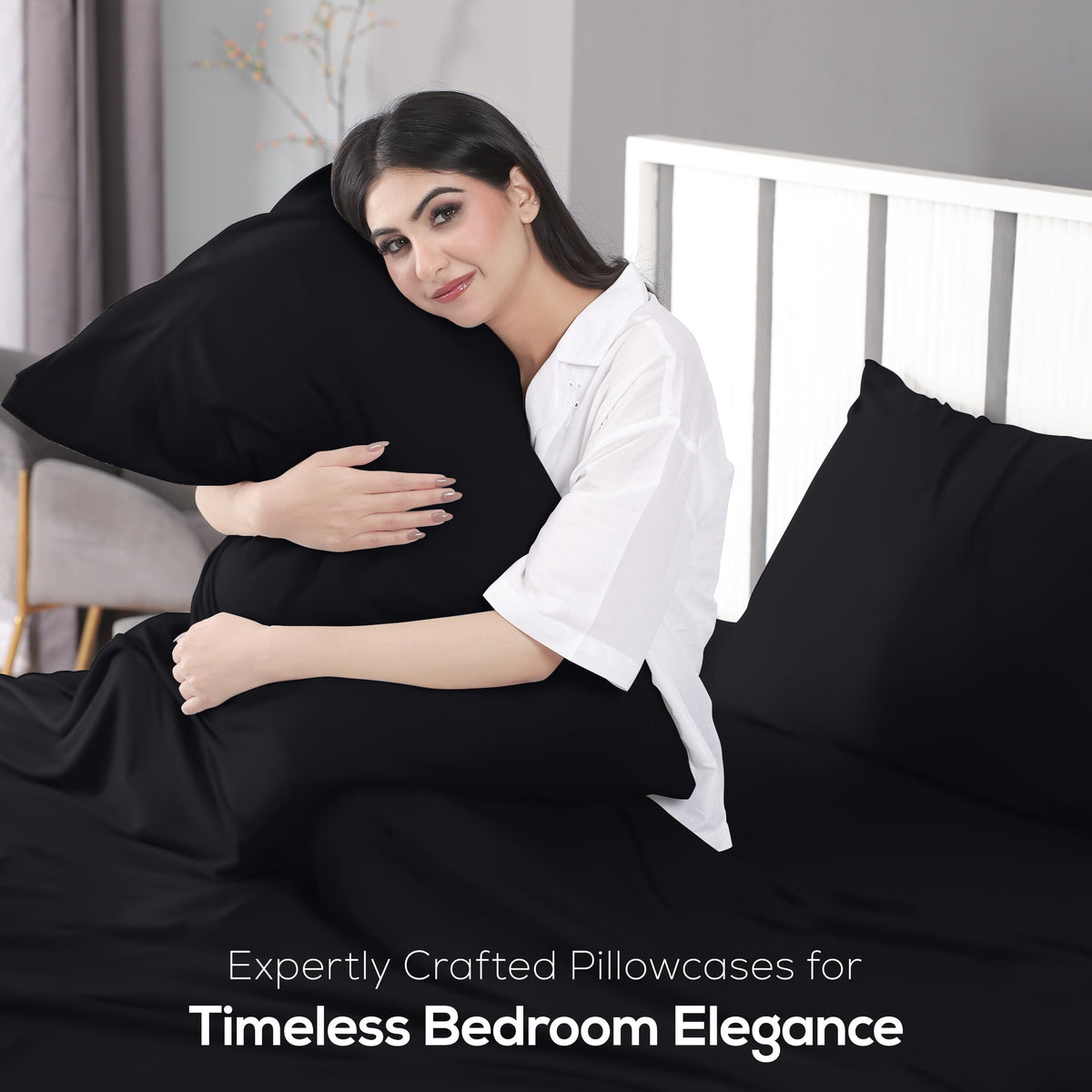 Utopia Bedding jersey-knit closeup texture in black highlighting soft knit
