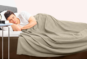 Utopia Bedding khaki thermal blanket neatly stored and folded for storage
