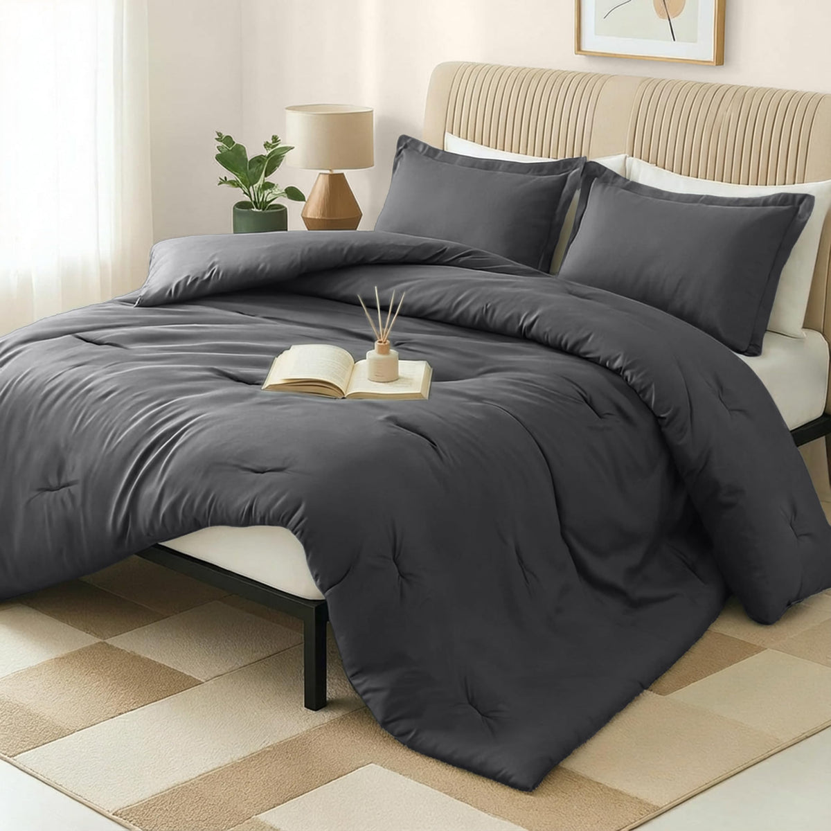 Utopia Bedding king comforter set grey full view shows plush warmth for king beds