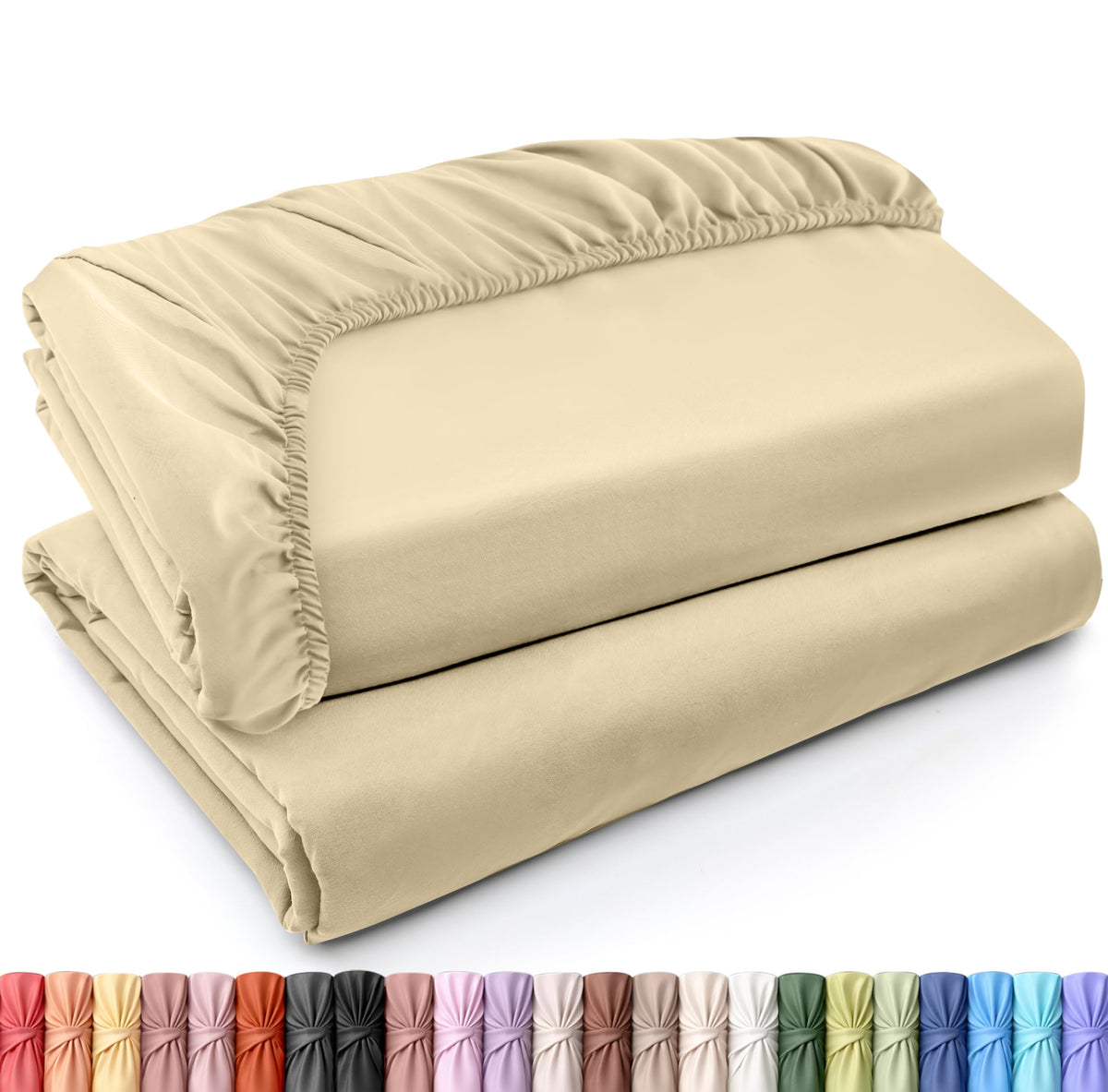 Utopia Bedding king fitted sheet two-pack beige, soft brushed microfiber for cozy nights