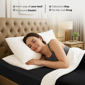 Utopia Bedding black king fitted sheet styled on a bed setup for modern decor