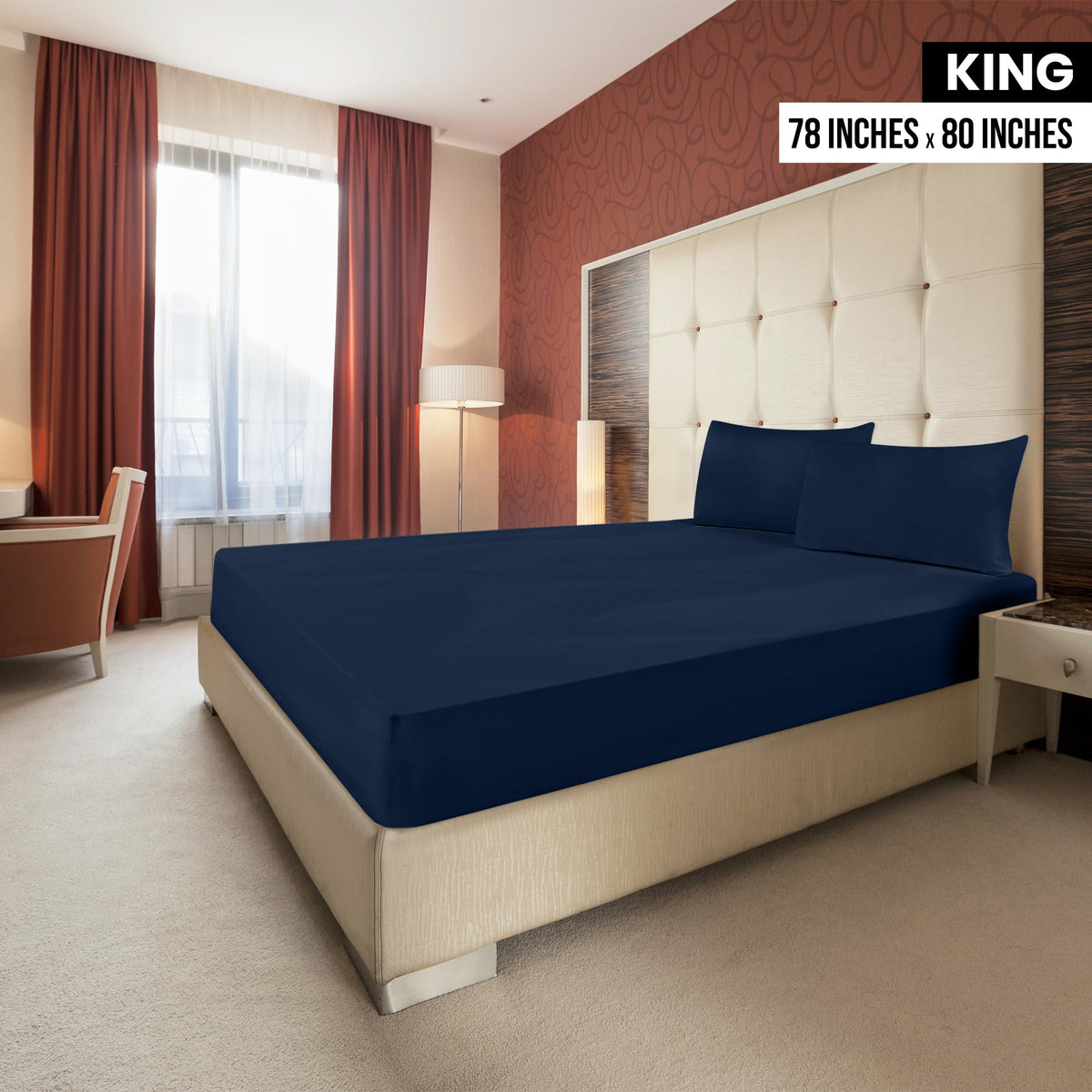 Utopia Bedding king fitted sheet deep-pocket 15-inch navy for oversized mattresses with secure fit.