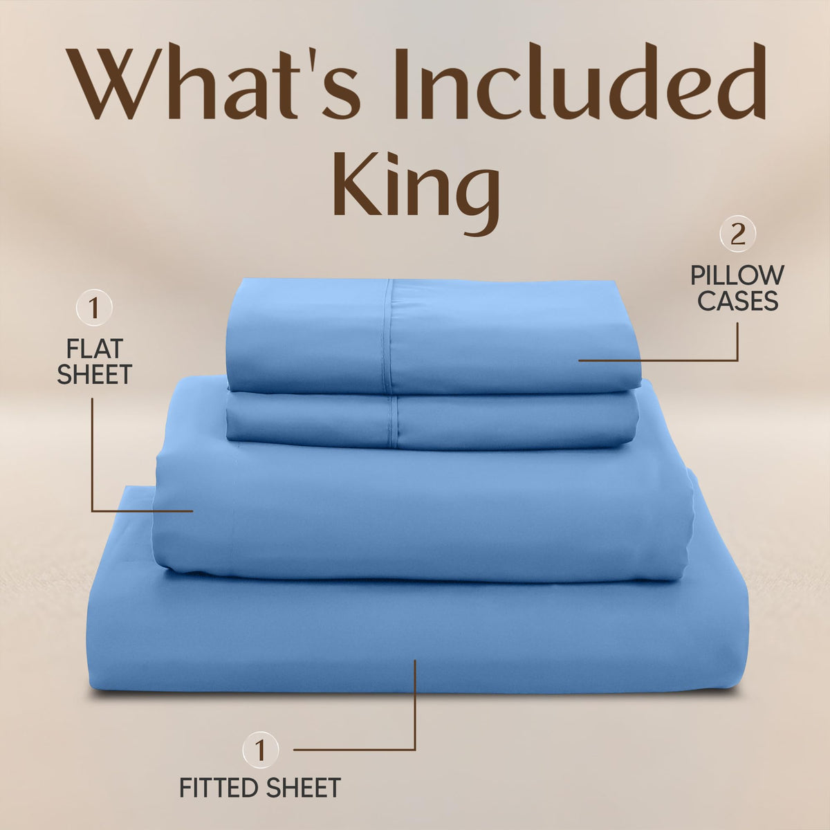 Utopia Bedding king flat sheet showing generous 105 by 102 inch size for easy top layering.