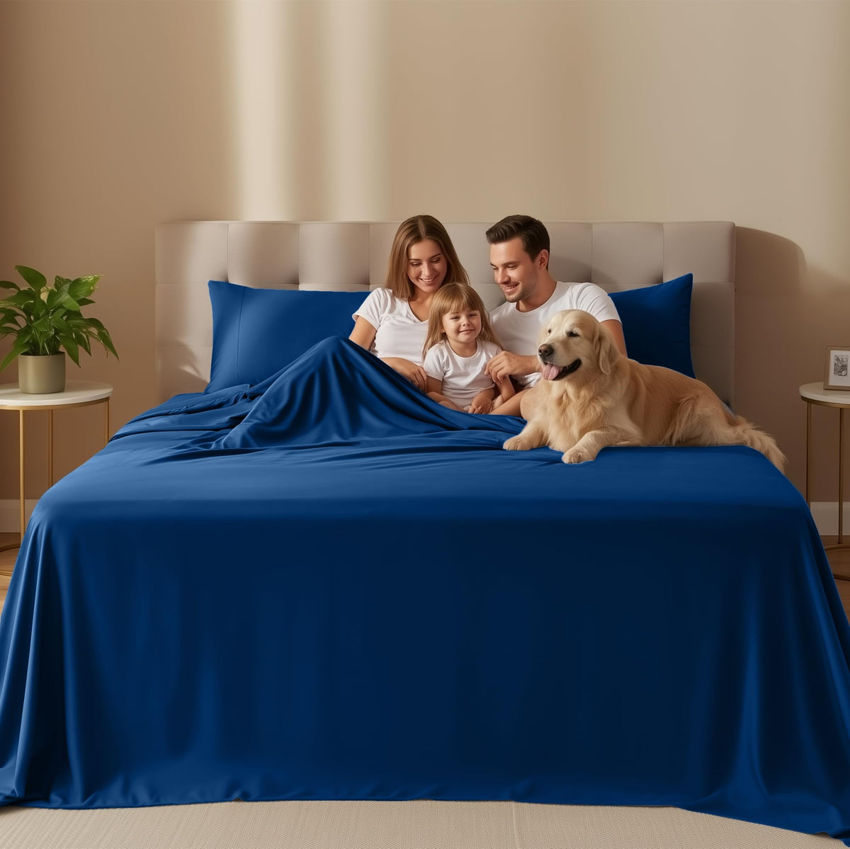 Utopia Bedding king flat sheet dusk blue demonstrates generous sizing for full bed coverage.