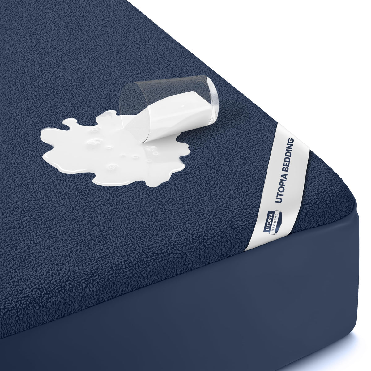 Utopia Bedding king mattress protector with waterproof top shields against spills on a king bed