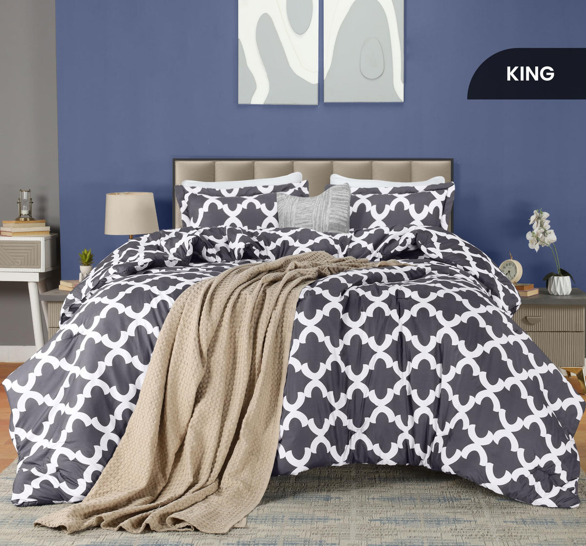 Utopia Bedding grey pillow shams pair completing a polished bedroom look.