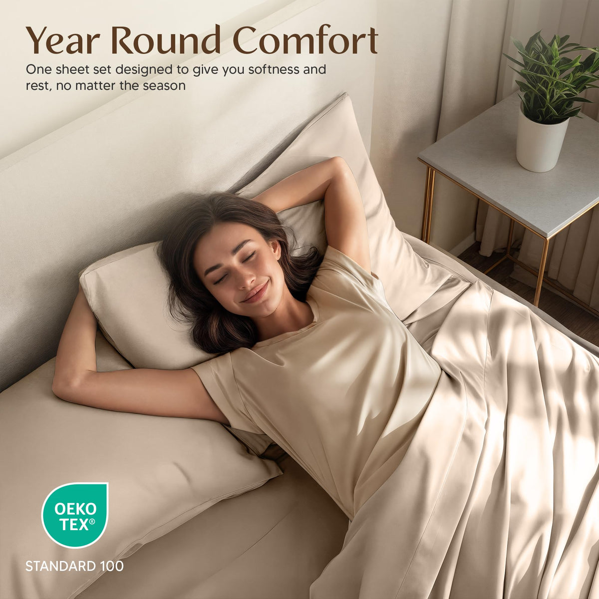 Utopia Bedding beige color king sheet set to complement warm décor and calm spaces.