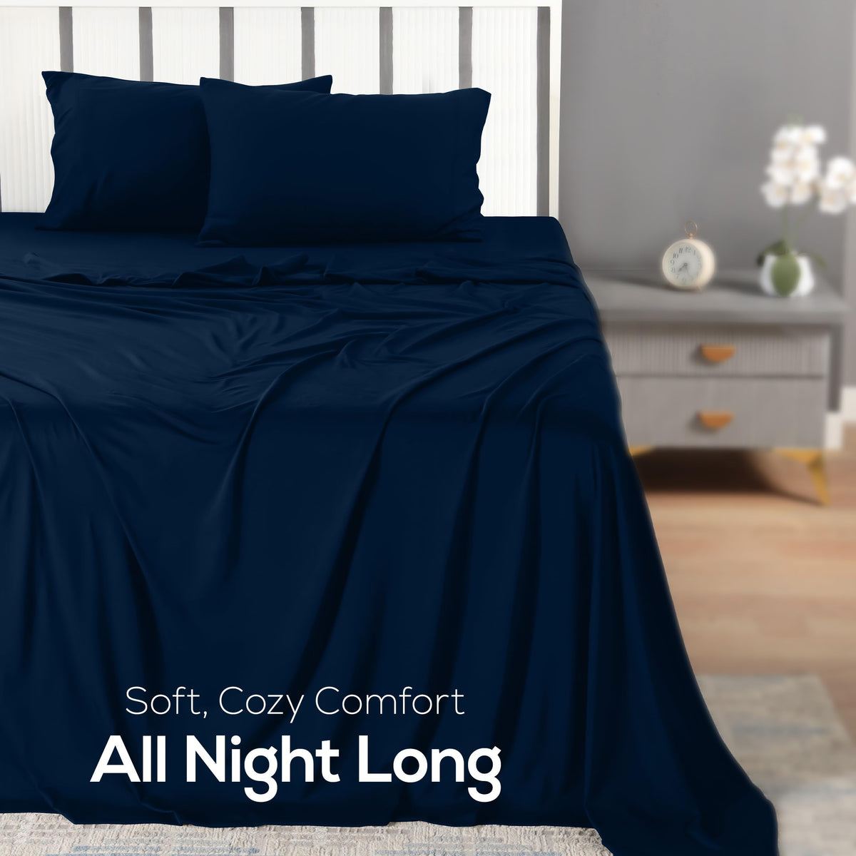 Utopia Bedding navy pillowcase pair protecting hair and comfort all night
