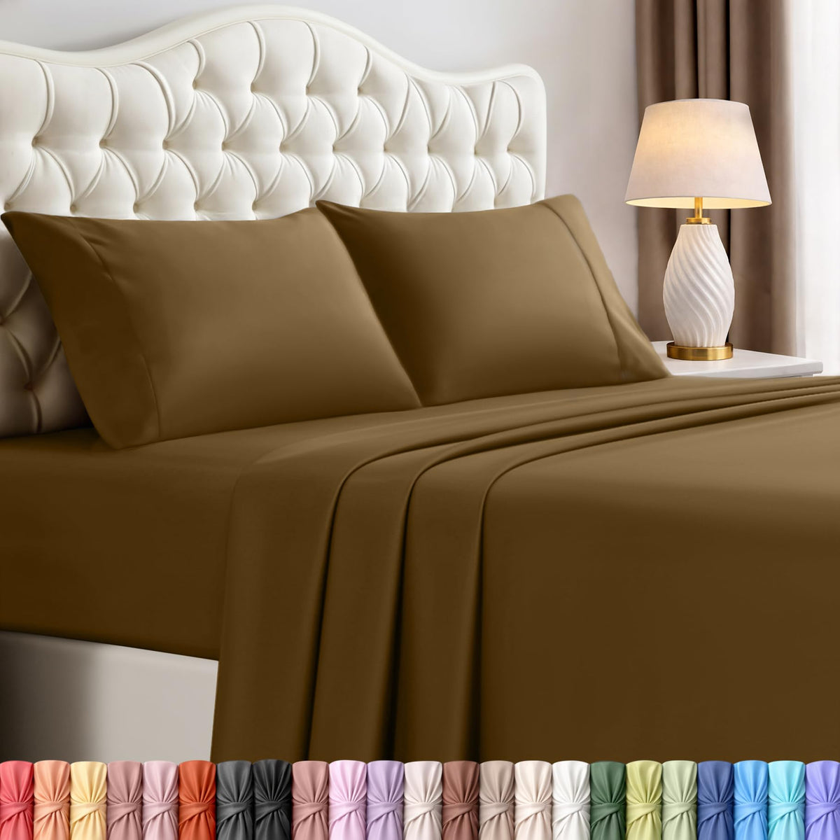 Utopia Bedding king flat sheet in mocha offers smooth, breathable comfort