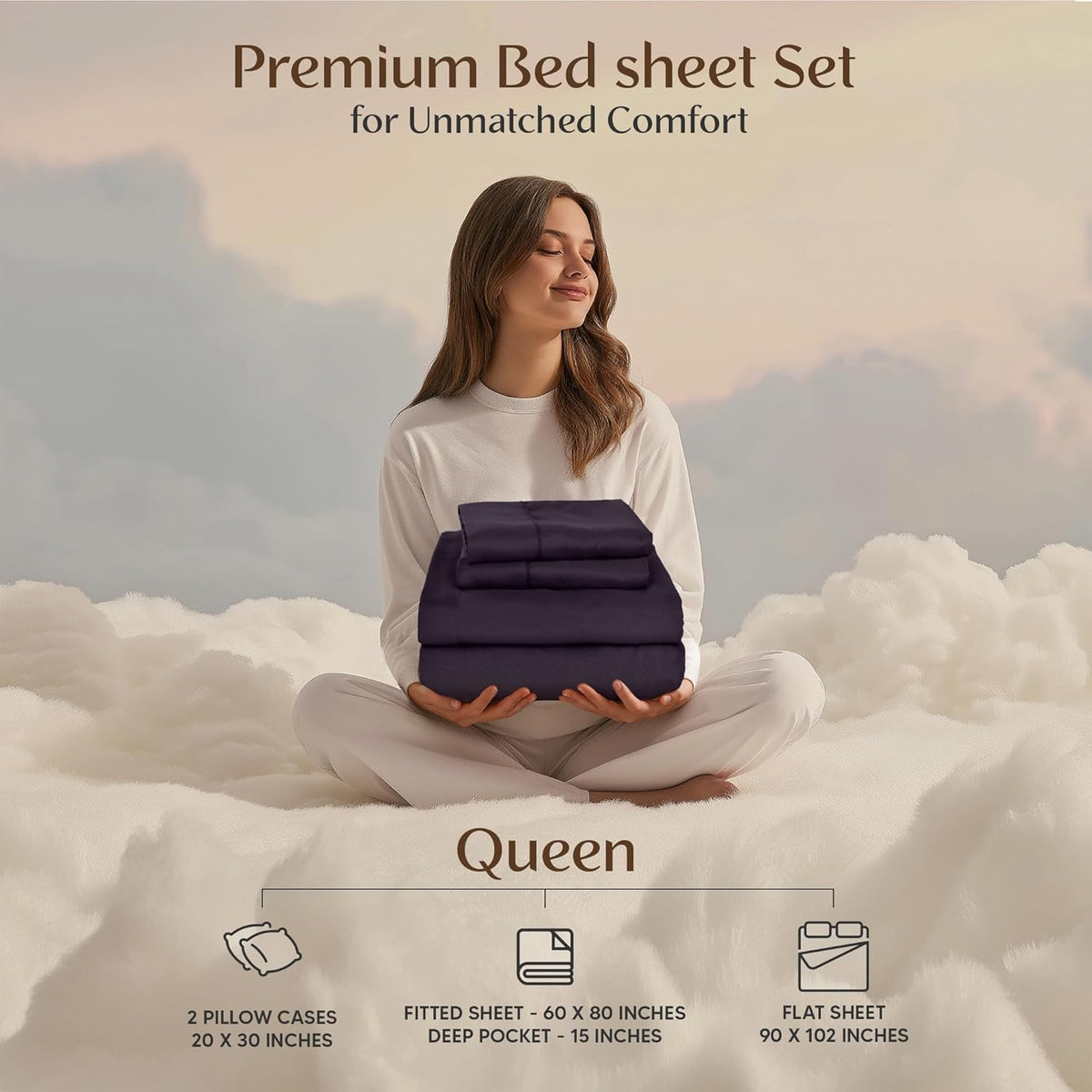 Utopia Bedding king pillowcases dark purple promote wrinkle-resistance and cozy sleep.