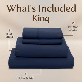 Utopia Bedding navy blue pillowcases image conveys silky softness and timeless color.