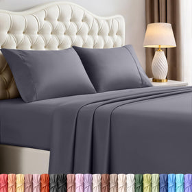 Utopia Bedding king-size sheet set overview shows soft microfiber comfort
