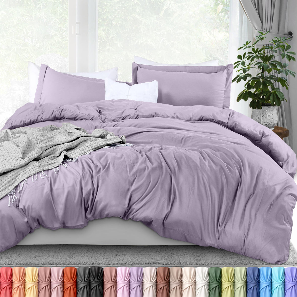Utopia Bedding lavender duvet cover queen with zip closure for easy bed linen changes.
