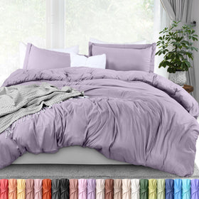 Utopia Bedding lavender duvet cover queen with zip closure for easy bed linen changes.