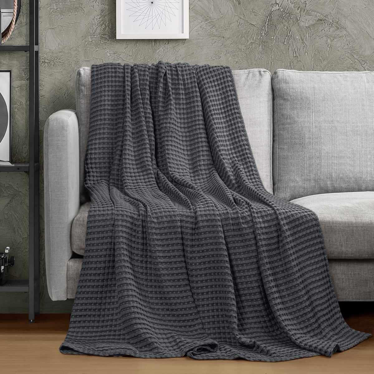 Utopia Bedding blanket draped over bed demonstrating lightweight, cozy comfort.