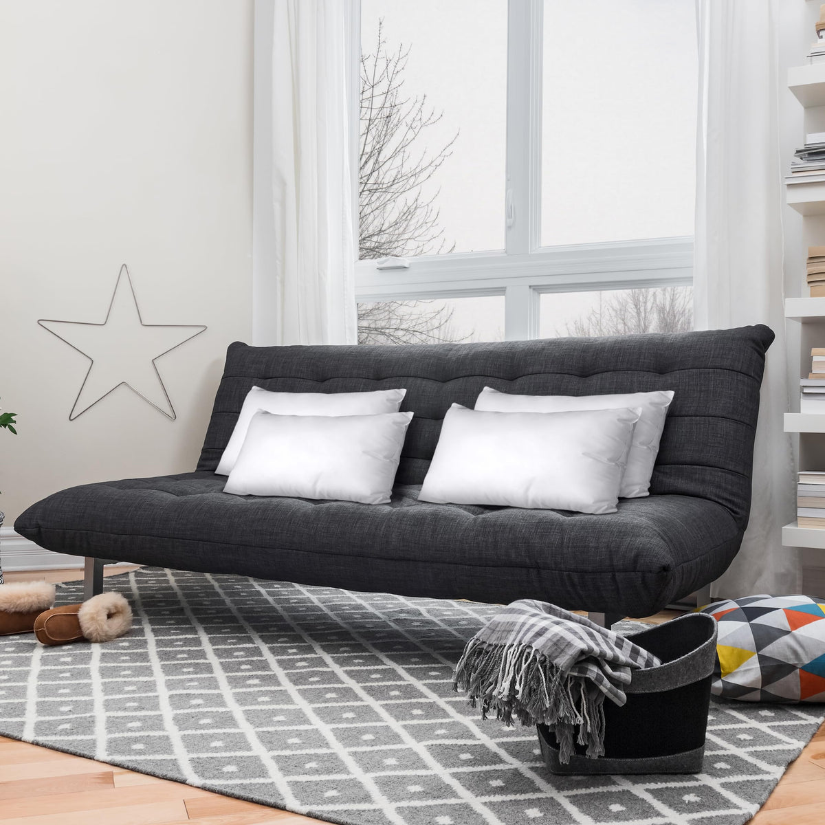 Utopia Bedding living room décor style shot with pillows on couch.