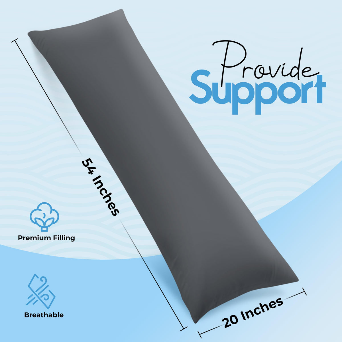 Utopia Bedding long bed pillow supports shoulders and hips for side sleepers
