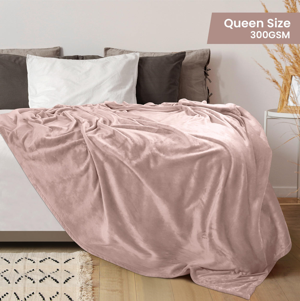 Utopia Bedding luxury anti-static blanket in rose pink reducing static