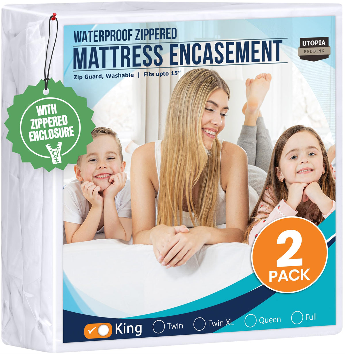 Utopia Bedding mattress protector zippered king pack2 protects your mattress from spills and stains.