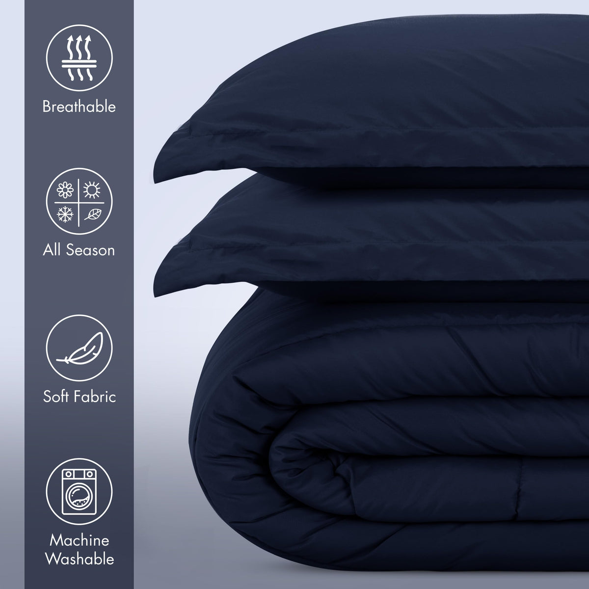 Utopia Bedding Navy Kids Comforter back view showing two-sided design for quick mood refresh.