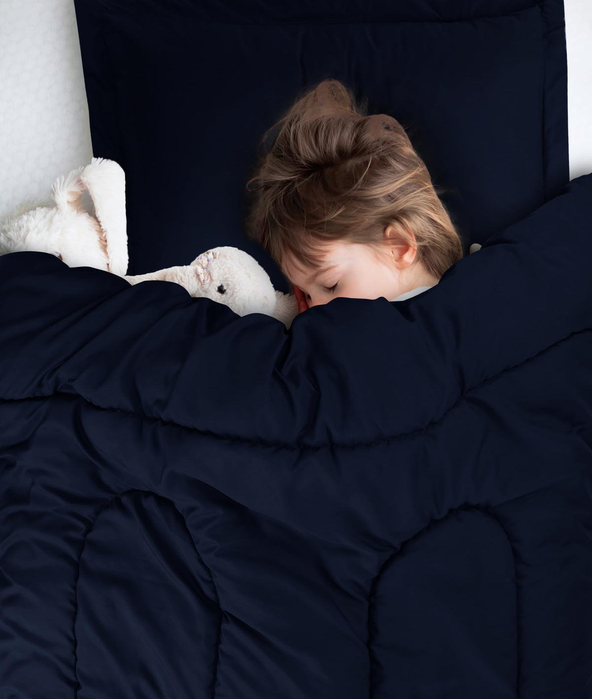 Utopia Bedding Navy kids room décor idea featuring playful prints and tidy look.