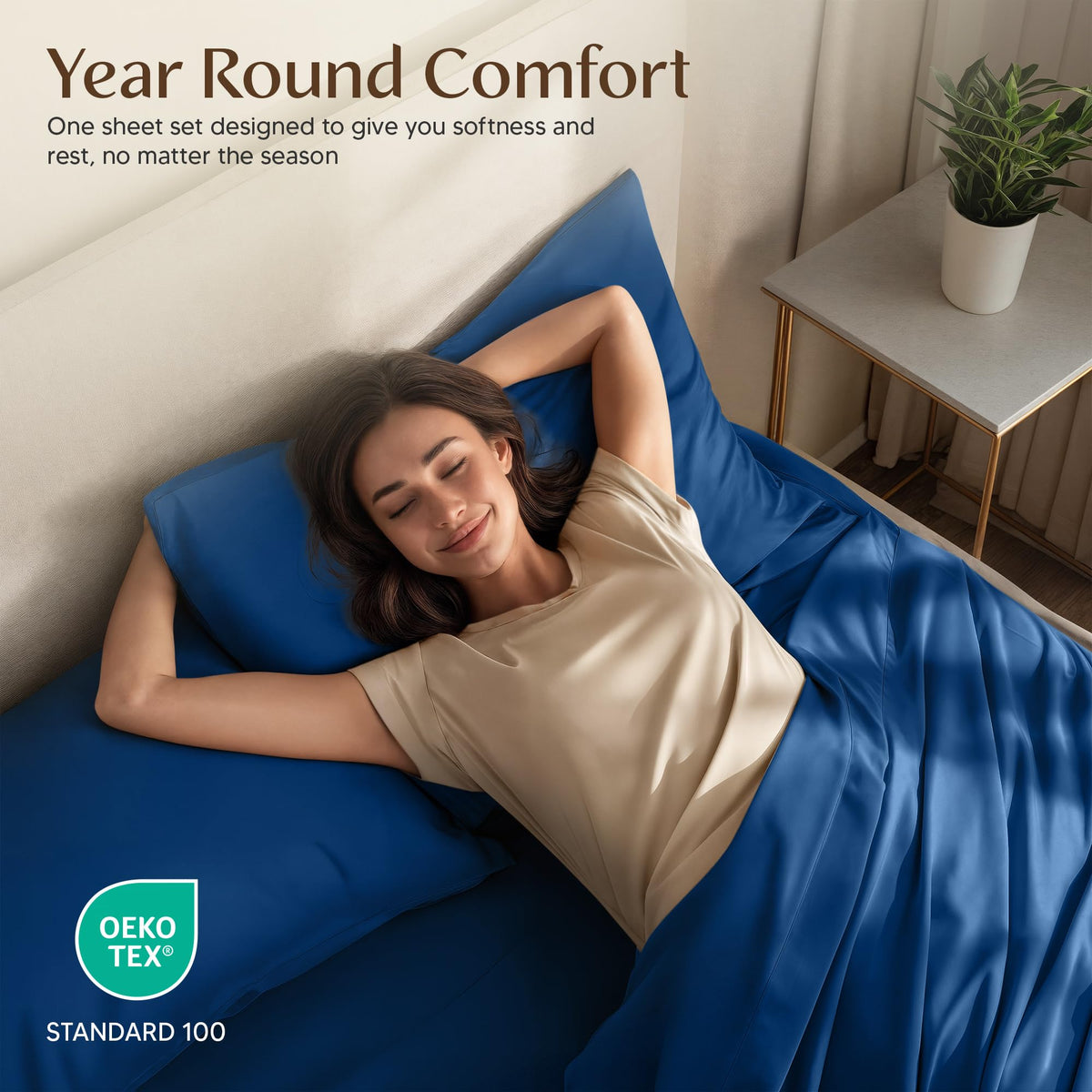 OEKO-TEX certification badge on Utopia Bedding sheets for skin-friendly safety