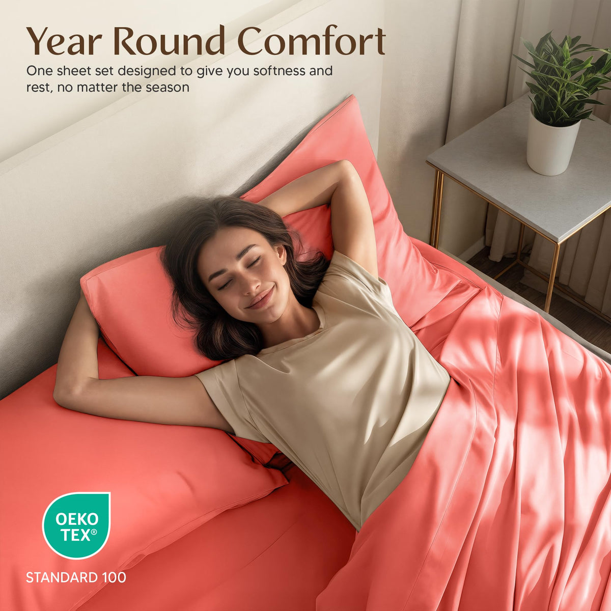 Utopia Bedding OEKO-TEX certification label indicating safe, skin-friendly fabrics