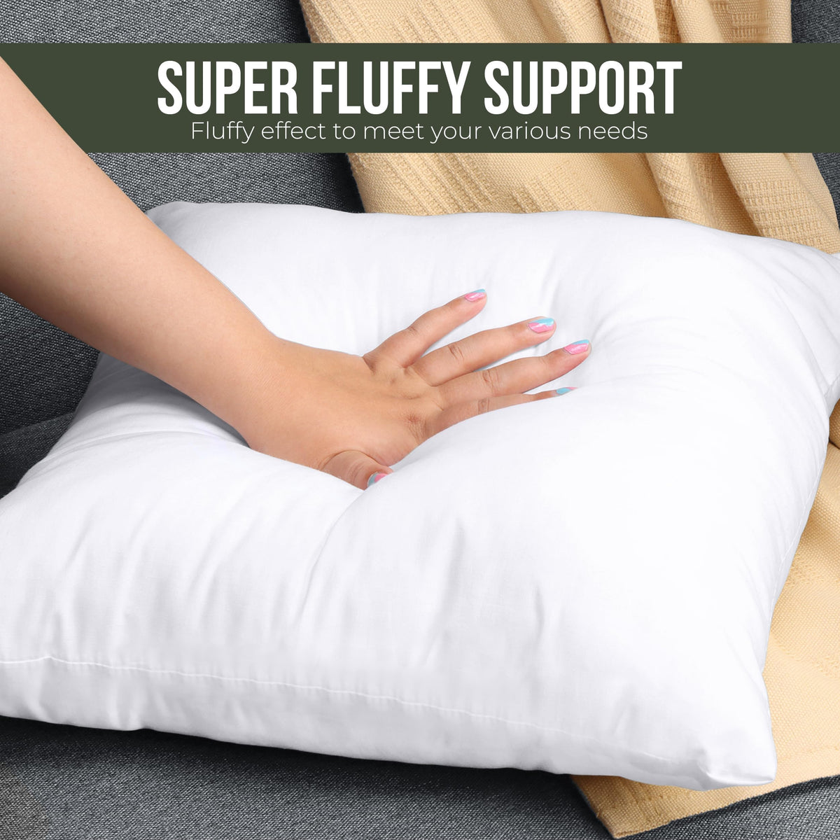 Utopia Bedding high-rebound fiber insert delivers lasting fullness and light comfort